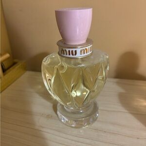 Miu Miu Pink Cap and Gold Lettering Perfume Bottle